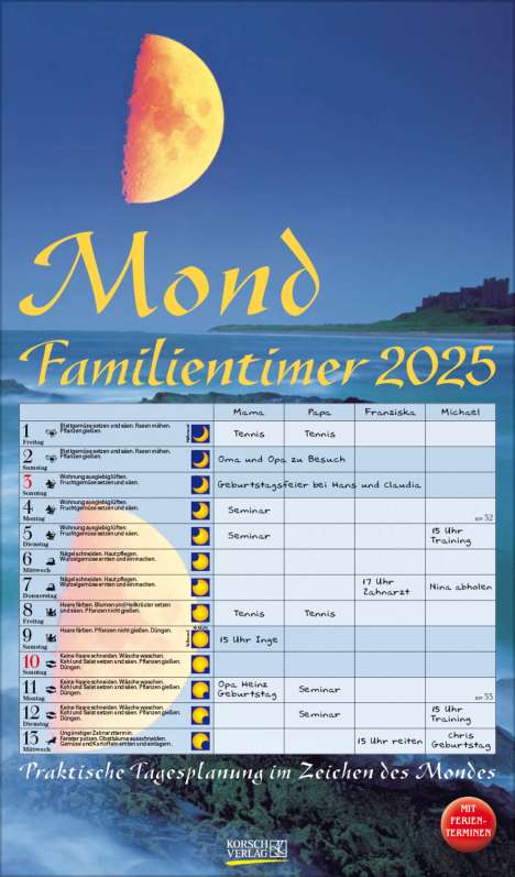 Mond-Familientimer 2025, Kalender