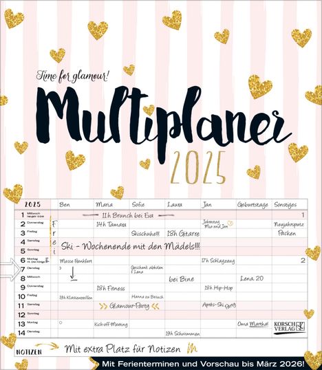 Multiplaner - Time for glamour 2025, Kalender