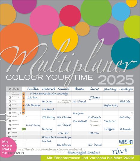 Multiplaner - Colour your time 2025, Kalender