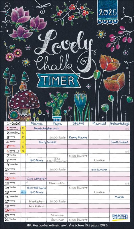 Lovely Chalk Timer 2025, Kalender