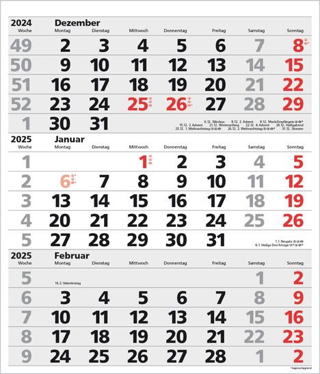 3-Monats-Planer XL Comfort 2025, Kalender