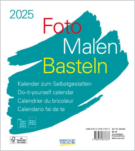 Foto-Malen-Basteln Bastelkalender weiß 2025, Kalender