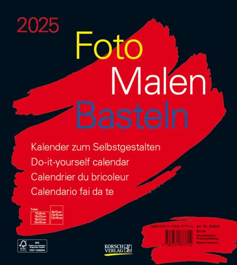 Foto-Malen-Basteln Bastelkalender schwarz 2025, Kalender