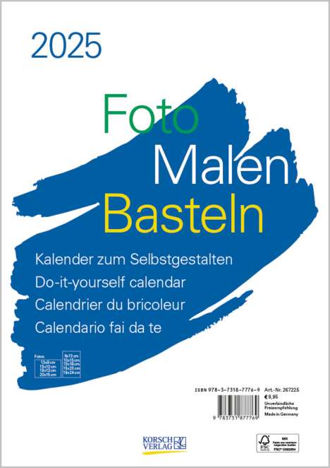 Foto-Malen-Basteln Bastelkalender A4 weiß 2025, Kalender