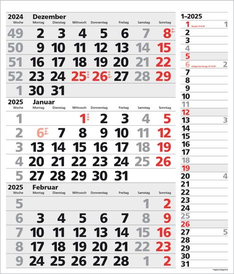 3-Monats-Planer XL Combi 2025, Kalender