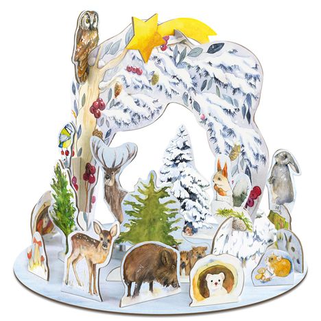 Steck-Adventskalender 'Tiere im Winter', Kalender