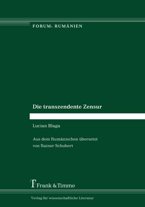 Lucian Blaga: Die transzendente Zensur, Buch