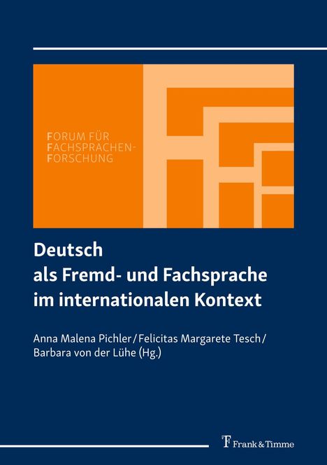 "Deutsch als Fremd- und Fachsprache im internationalen Kontext." Blaues Cover mit orangefarbenem grafischem Element und Text.