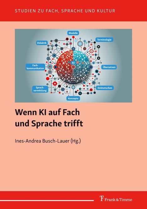 STUDIEN ZU FACH, SPRACHE UND KULTUR. Wenn KI auf Fach und Sprache trifft. Illustration: Netzwerk aus Begriffen.