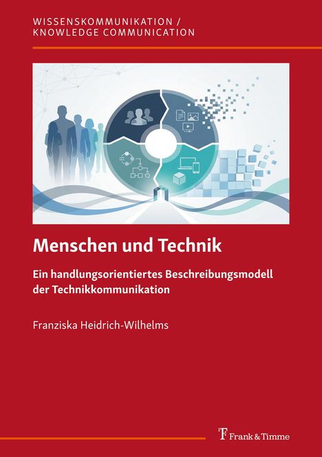 "WISSENSKOMMUNIKATION / KNOWLEDGE COMMUNICATION", "Menschen und Technik". Silhouetten und technisches Diagramm.