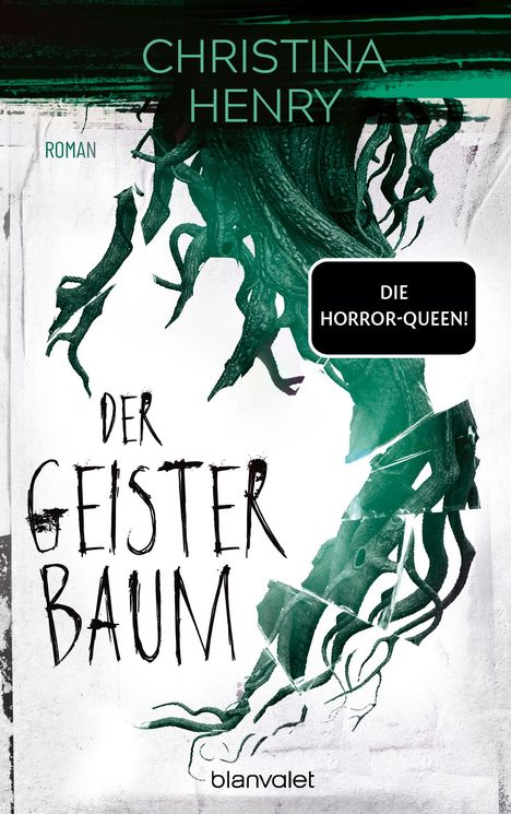 "Der Geisterbaum" von Christina Henry. Cover zeigt dunkle, verworrene Baumzweige auf weißem Hintergrund.