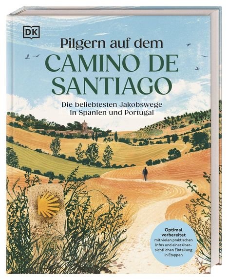 "Pilgern auf dem Camino de Santiago. Die beliebtesten Jakobswege in Spanien und Portugal." Illustration von Landschaft.