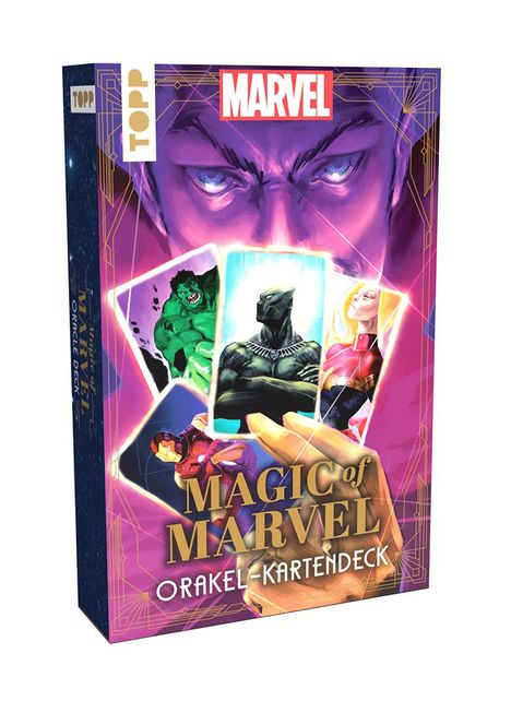 Casey Gilly: Magic of MARVEL Orakel-Kartendeck. Ein Blick in die Zukunft mit den Original MARVEL-Superhelden wie Spider-Man, Deadpool oder Wolverine, Buch