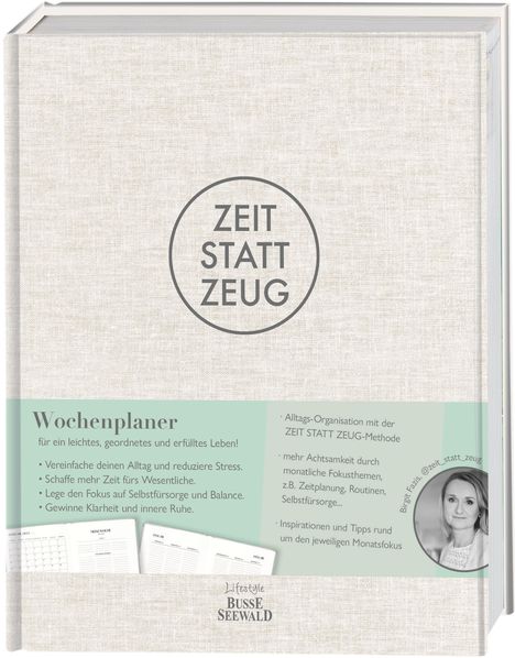 Birgit Fazis: Zeit statt Zeug: Wochenplaner, Buch