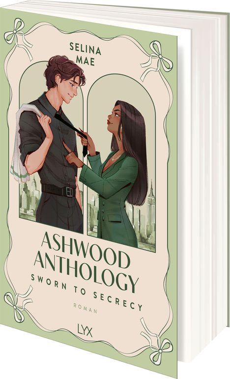 Titel: "ASHWOOD ANTHOLOGY SWORN TO SECRECY". Oben "SELINA MAE". Eine Frau richtet einem Mann die Krawatte.