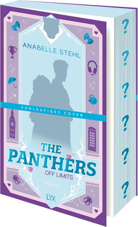 „Anabelle Stehl, Vorläufiges Cover, The Panthers Off Limits, Roman, LYX“ auf lila Hintergrund mit Silhouette.