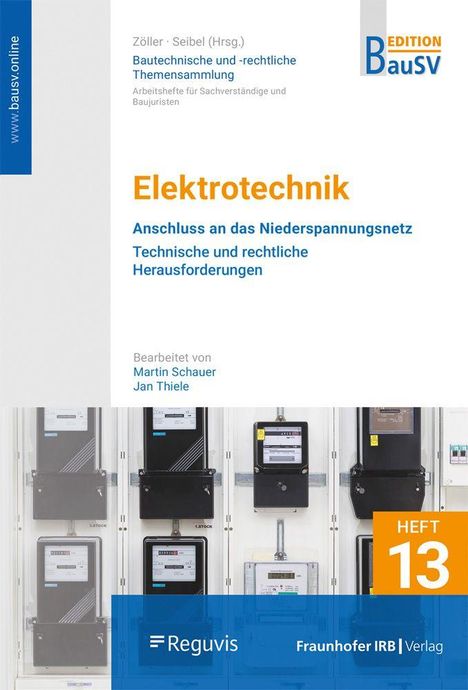 "Elektrotechnik: Anschluss an das Niederspannungsnetz" steht oben. Ein Bild von elektrischen Zählern darunter.