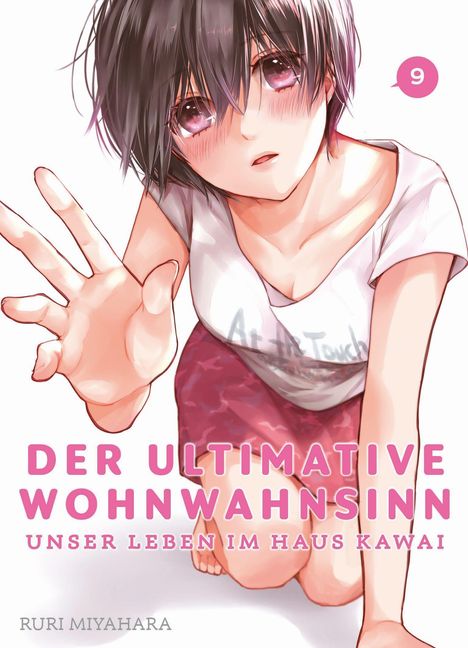 „Der ultimative Wohnwahnsinn: Unser Leben im Haus Kawai.“ Mädchen streckt die Hand aus, Anime-Stil.