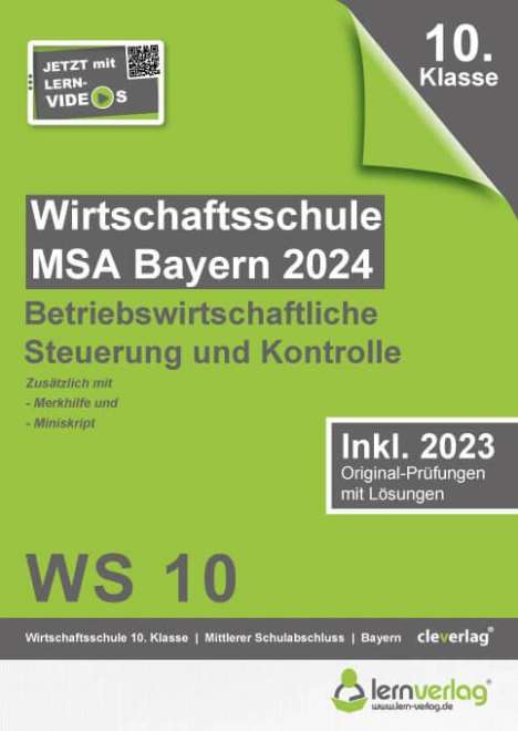Original-Prüfungen Wirtschaftsschule Bayern 2024 Betriebswirtschaftliche Steuerung und Kontrolle, Buch