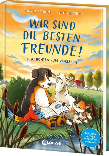 Das Cover zeigt Tiere, die ein Buch lesen. Text: "Wir sind die besten Freunde! Geschichten zum Vorlesen."