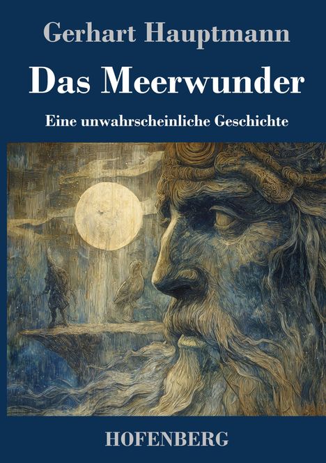 "Gerhart Hauptmann, Das Meerwunder, Eine unwahrscheinliche Geschichte, HOFENBERG." Illustration: Gesicht eines bärtigen Mannes.