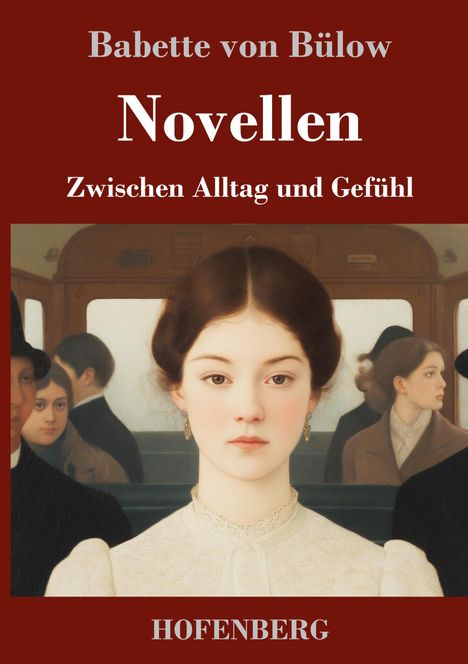 „Babette von Bülow: Novellen - Zwischen Alltag und Gefühl“. Eine Frau sitzt in einem alten Zugabteil. HOFENBERG.
