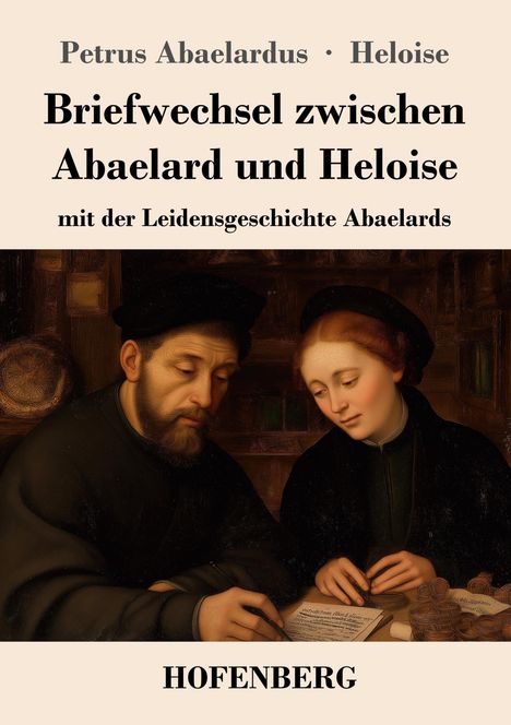 "Briefwechsel zwischen Abaelard und Heloise" zeigt ein Gemälde von zwei Figuren in historischer Kleidung beim Schreiben.