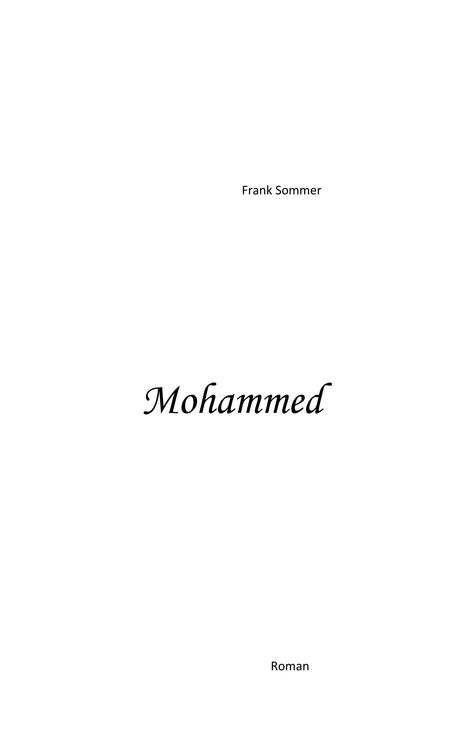 Frank Sommer (geb. 1971): Mohammed, Buch