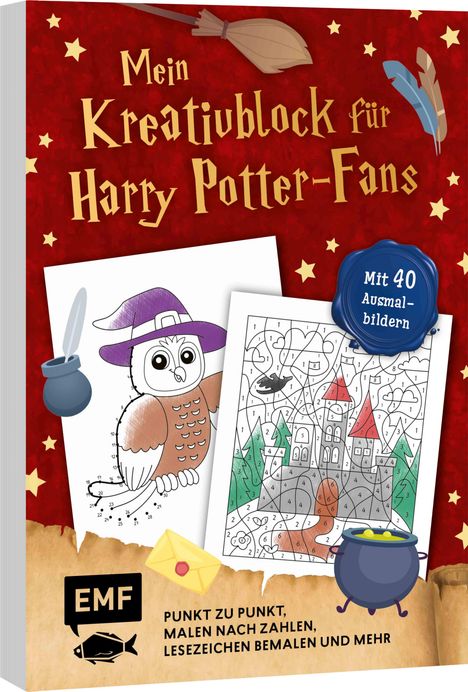 Mein zauberhafter Kreativblock für Harry Potter-Fans - Mit 40 Motiven zum Aus- und Weitermalen, Buch