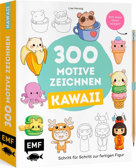 Lise Herzog: 300 Motive zeichnen - Kawaii, Buch