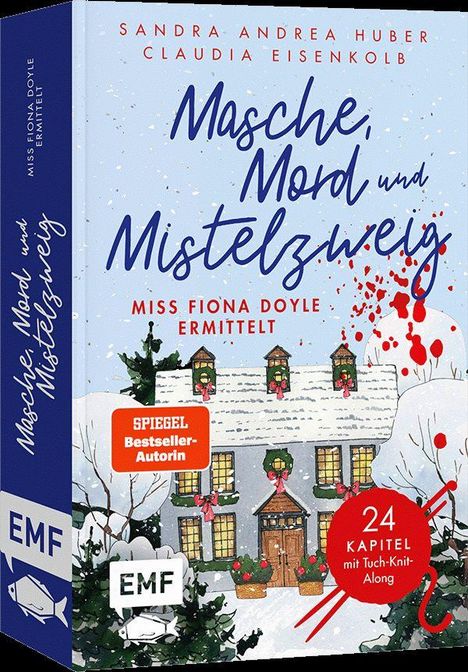 "Masche, Mord und Mistelzweig", Autoren: Sandra Andrea Huber und Claudia Eisenkolb. Illustration mit winterlichem Haus.