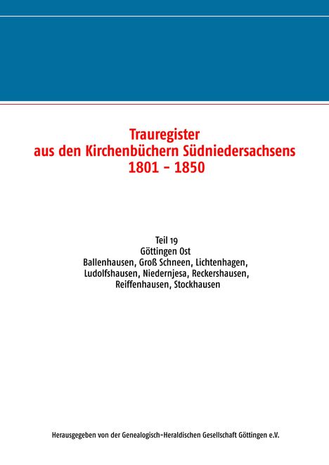 Trauregister aus den Kirchenbüchern Südniedersachsens 1801 - 1850, Buch