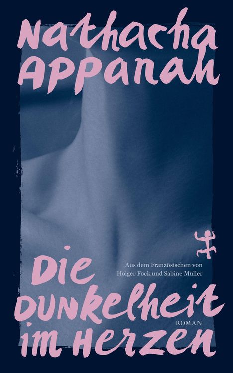 Text: Nathacha Appanah, Die Dunkelheit im Herzen. Blau-grauer Hintergrund, minimalistisches Design.