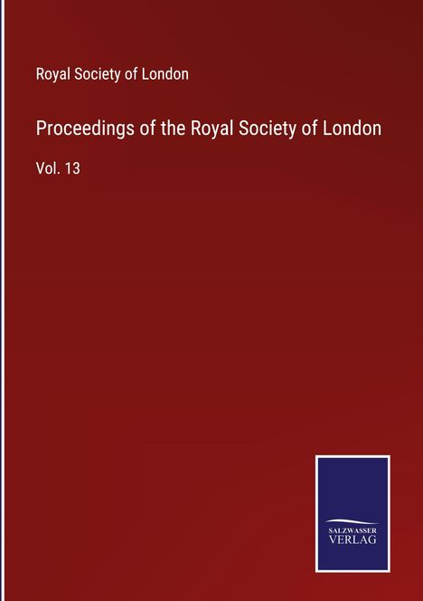 Royal Society Of London: Proceedings of the Royal Society of London, Buch