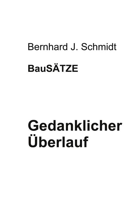 Bernhard J. Schmidt: Gedanklicher Überlauf, Buch