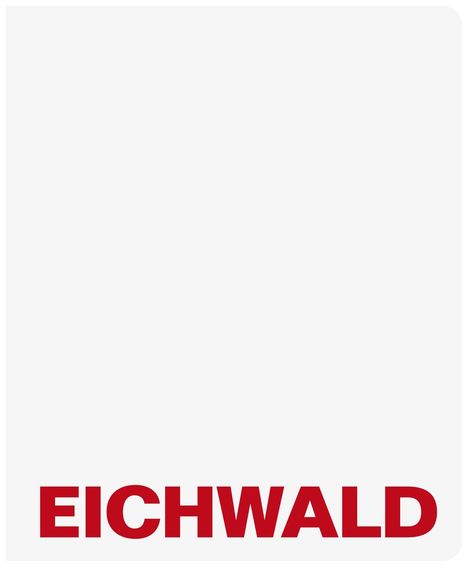 Der Text "EICHWALD" steht groß in roten Buchstaben unten. Der Hintergrund ist vollständig weiß.