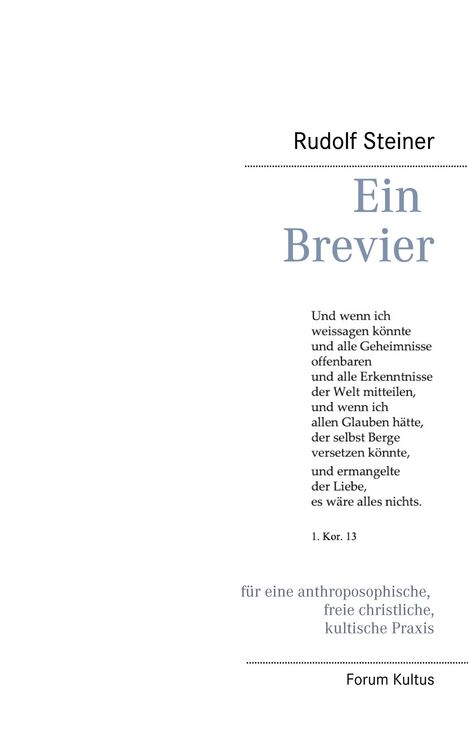 Rudolf Steiner: Ein Brevier, Buch