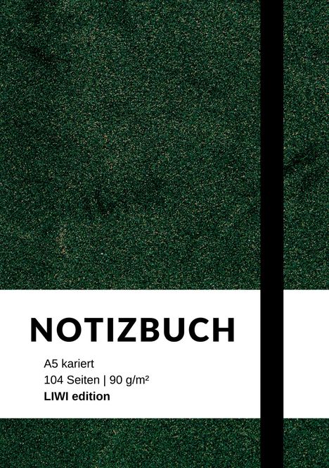 Notizbuch A5: Notizbuch A5 kariert - 100 Seiten 90g/m² - Soft Cover grün - FSC Papier, Buch