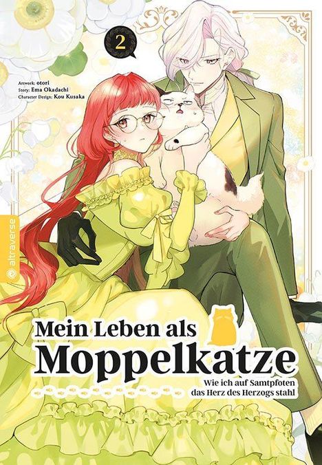 „Mein Leben als Moppelkatze“ steht neben einem Paar in feierlicher Kleidung mit einer Katze im Arm.