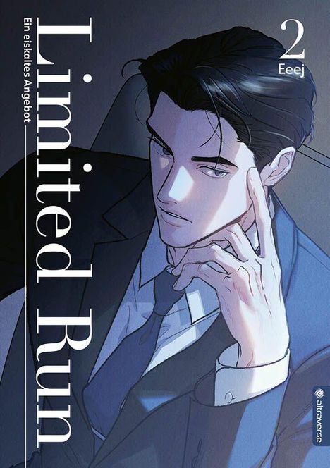 "Limited Run, Ein eiskaltes Angebot." Oben "2 Eeej". Illustration eines Mannes im Anzug, nachdenklich posierend.