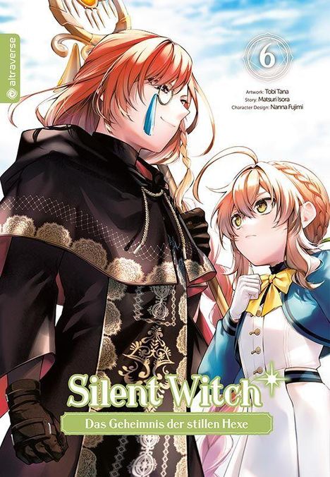 „Silent Witch: Das Geheimnis der stillen Hexe“. Zwei Figuren mit roten Haaren in fantasievollen Gewändern.