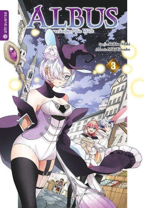 "ALBUS verändert die Welt" steht oben. Darunter eine Manga-Illustration mit einer Hexe in einem fantasievollen Outfit.