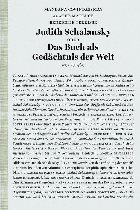 Judith Schalansky oder Das Buch als Gedächtnis der Welt, Buch