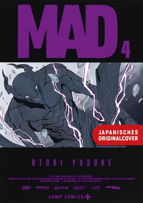 MAD 4. JAPANISCHES ORIGINALCOVER. OTORI YUSUKE. Illustration eines schwarzen, gehörnten Wesens mit Blitzen.