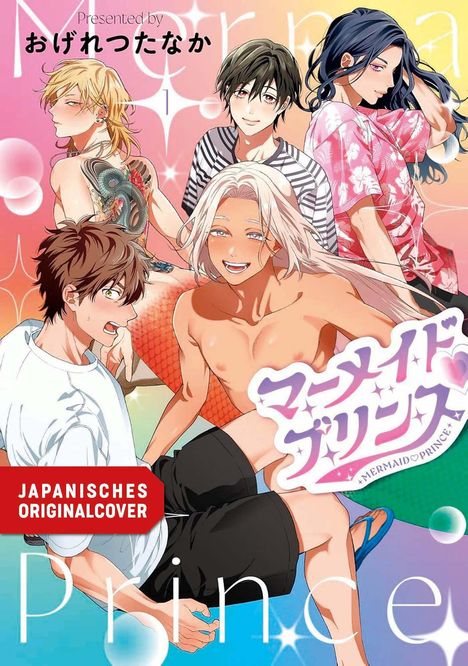 "Presented by おげれつたなか", "JAPANISCHES ORIGINALCOVER", "マーメイド ブリンス", "Mermaid Prince". Fünf junge Männer lächeln.