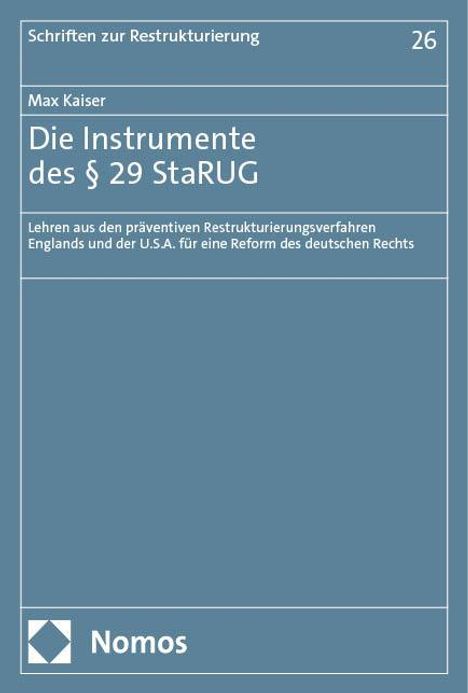 Max Kaiser: Die Instrumente des § 29 StaRUG, Buch