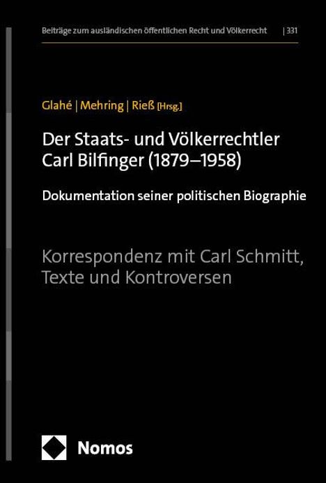 Der Staats- und Völkerrechtler Carl Bilfinger (1879-1958), Buch