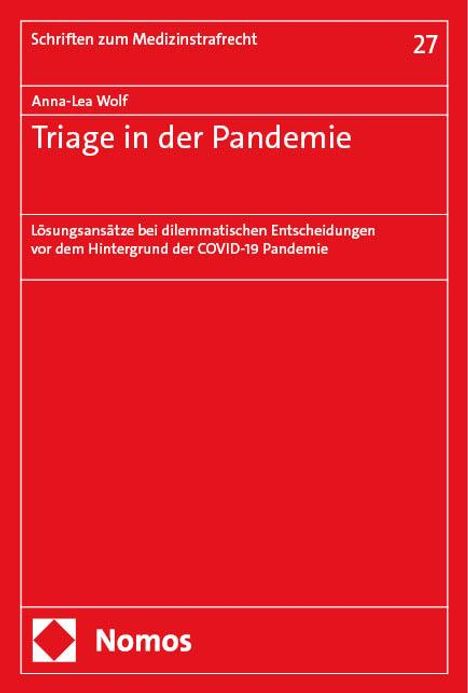 Anna-Lea Wolf: Triage in der Pandemie, Buch