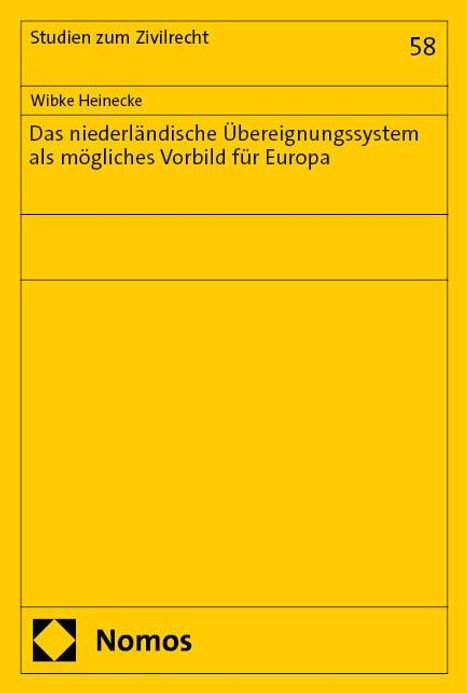 Wibke Heinecke: Das niederländische Übereignungssystem als mögliches Vorbild für Europa, Buch