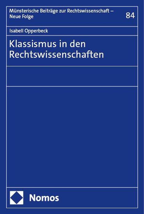 Isabell Opperbeck: Klassismus in den Rechtswissenschaften, Buch